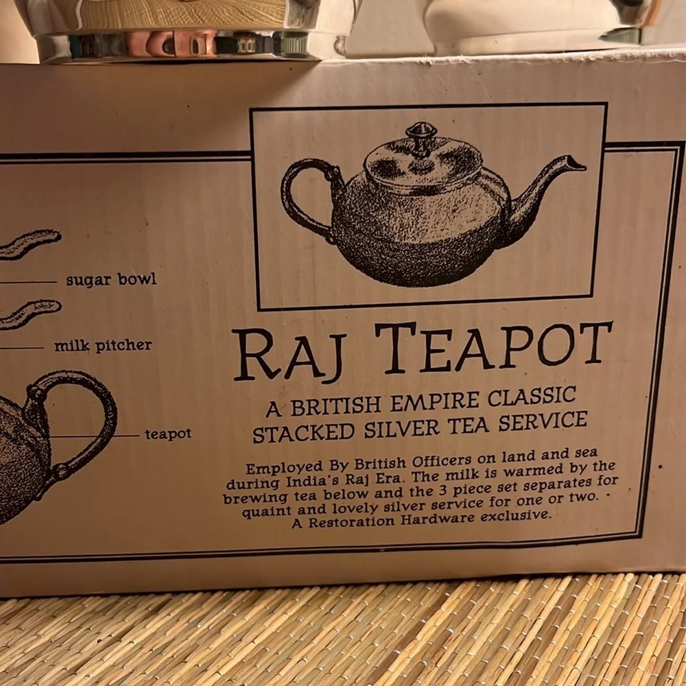 Raj Teapot Set Silver Plated Three Piece Tea Service